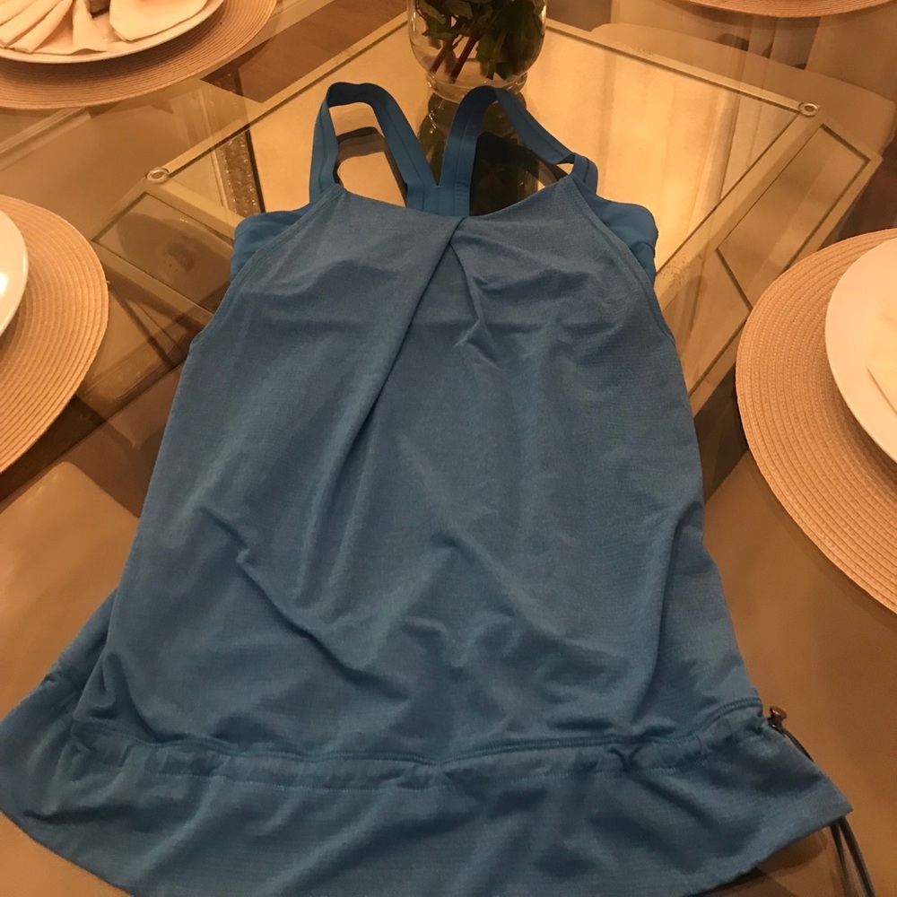 Lululemon blue workout shirt sports bra attached